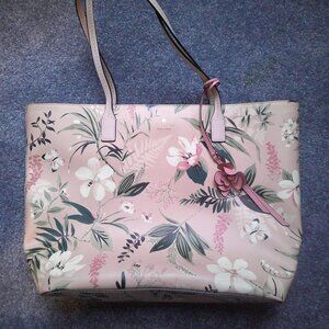 Kate Spade Pink Floral Satchel/Bag/Purse with Flower Charm